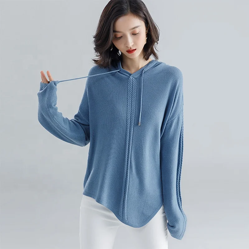 
B61565A 2019 large size loose pure color casual suit wool blend warm knitting suit women wholesale 