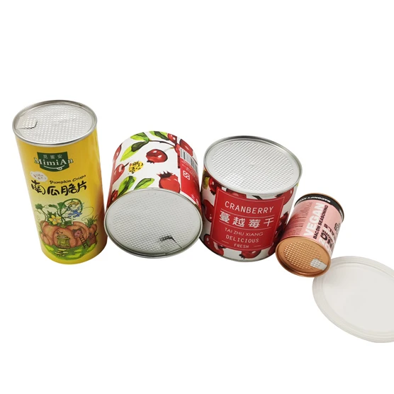 biscuits Potato chips cardboard airtight cylinder nuts cashews Paper Tube Packaging with foil peel off lids