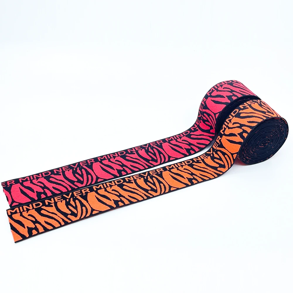 
Professional supply jacquard elastic band 40mm color zebra pattern logo 4cm Animal linessoft elastic band for strap 