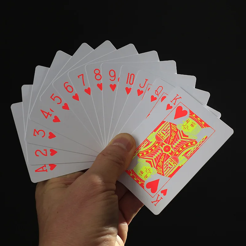 55 pcs Glow in the Dark Festival Playing Cards Customized Factory Wholesale Waterproof PVC poker Cards 63*88mm 154g