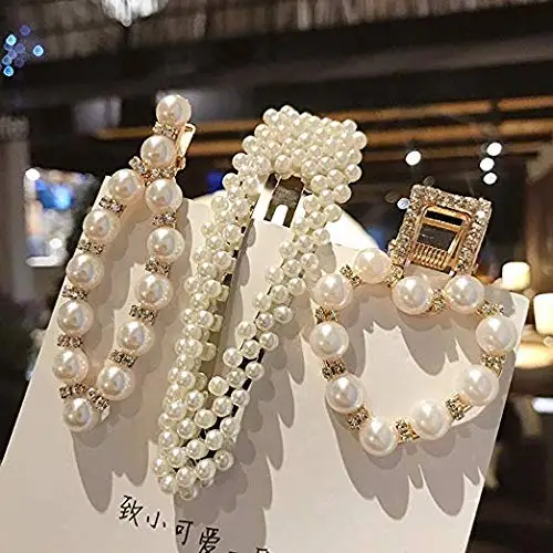 Artificial Pearl Barrette Hair Clips Set