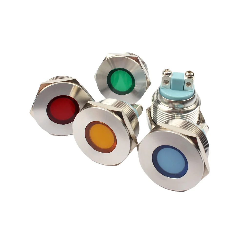 Высококачественная металлическая сигнальная лампа 22 мм, 220 В, неоновая светодиодная индикаторная лампа с винтовыми штифтами