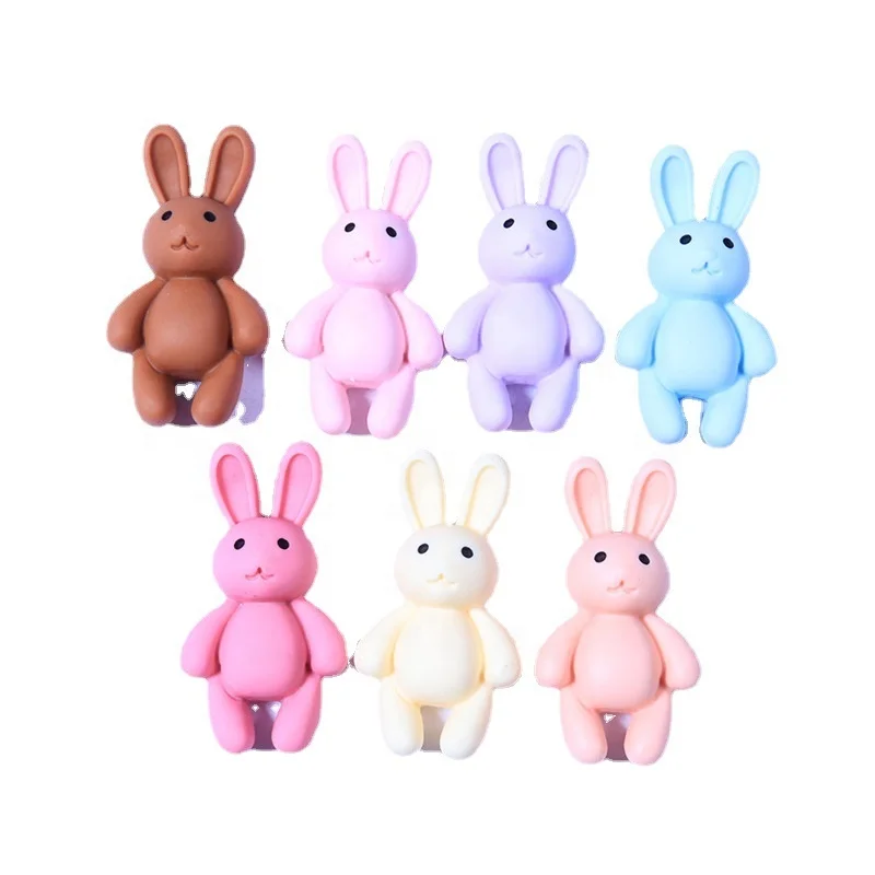 Diy Cartoon Animal Puppy Rabbit Head Decoration Parts Resin Crafts Kawaii Slime Flat Back Charms