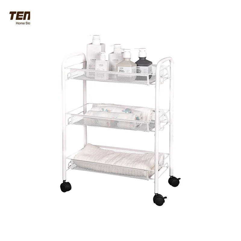  2021 Tenice 3 tier 4-wheels metal beauty salon furniture trolley cabinet cart professional kitchen tool
