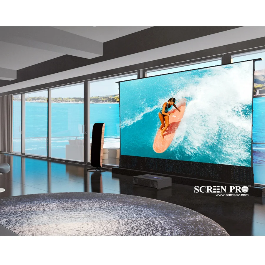 SCREEN PRO 120 inch Electric Tension Floor Screen for UST ALR Laser Projector motorized Ultra short throw movie screen