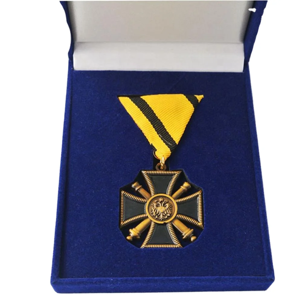 Под заказ антикварный Золотой металлический тисненый Железный крест медаль значок безопасности с коробкой