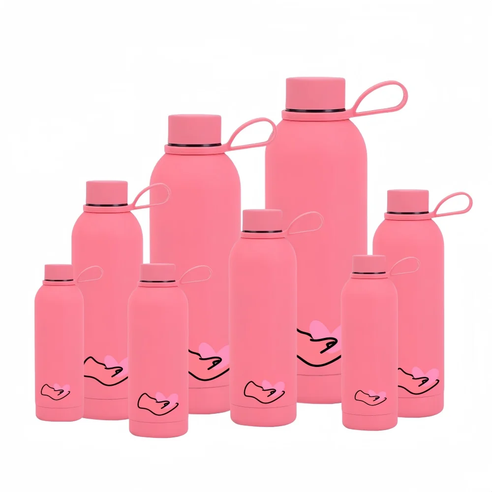 Custom Logo BPA Free Insulated Rubber Coated Stainless Steel 18/8 Water Bottle 500ml Small Mouth Travel Sport