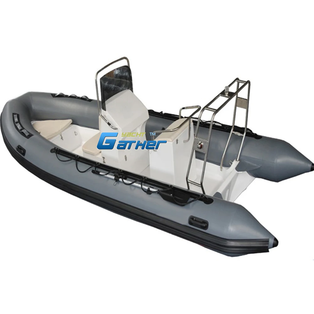 RIB520A hypalon rigid bottom inflatable boat grey color for sale customization acceptable