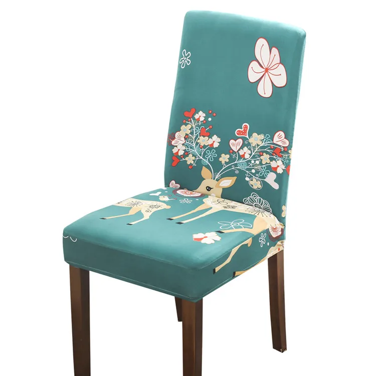 Hot Sale New Design Soft Stretchable Dining Chair Covers with Printed Floral Patterns
