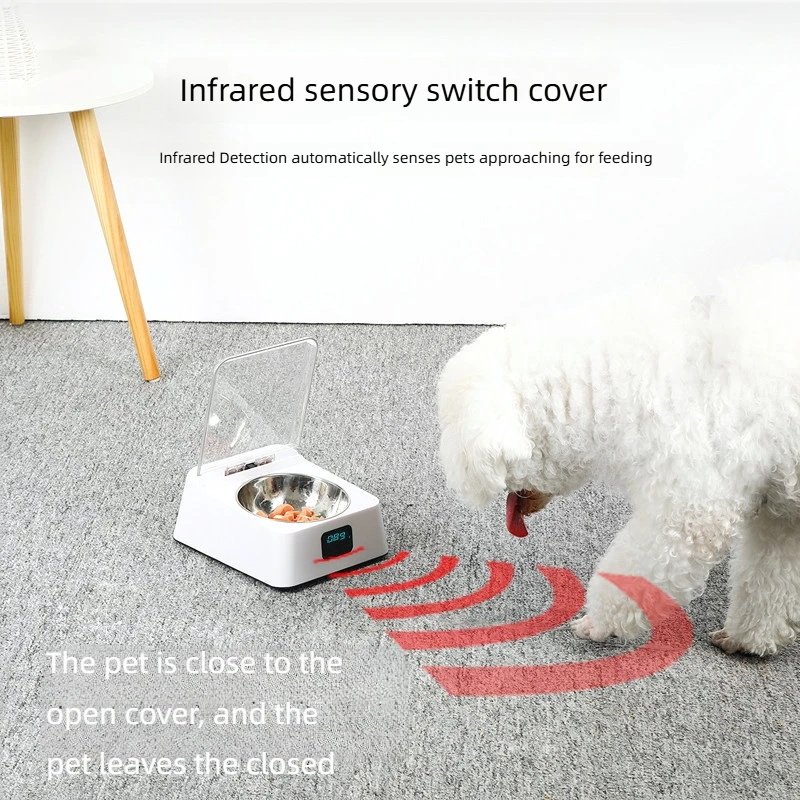 Wholesale New Smart Pet Bowl 350 ml Automatic Open Cover Healthy Infrared Sensor Elevated Stainless Plastic Small Cat Feeding