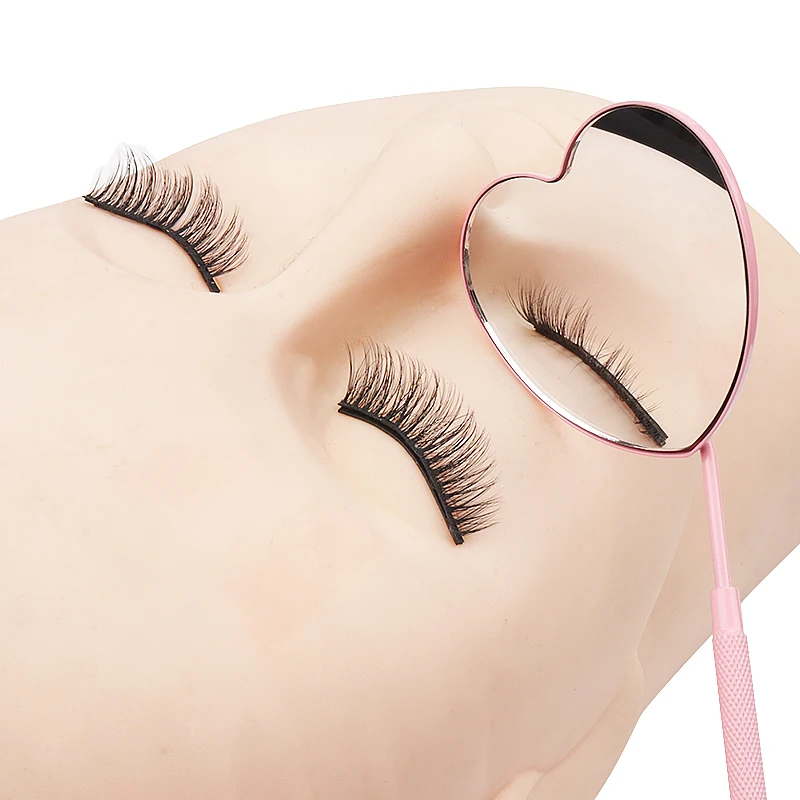 Новое зеркало из нержавеющей стали в форме сердца с ручным увеличительным зеркалом для наращивания ресниц