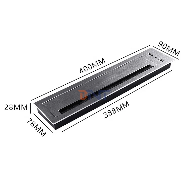 Integrated double USB Charger Soft Close Damping Tabletop Flip Up Cable Grommet Box Flip Panel for Desktop Socket