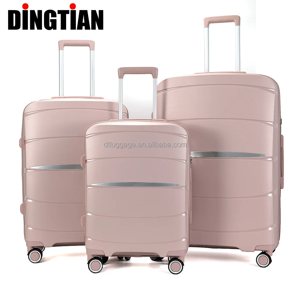 Wholesale New Design 3-Piece Set Aluminum Trolley Bag Customized Logo Black Spinner Luggage Latest PP Carry Suitcase for Travel