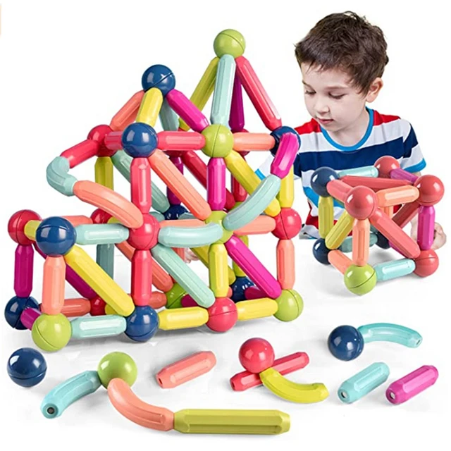 DIY STEM Learning Toys Magnet Stick Blocks Assembly Magnetic Building Sticks Blocks
