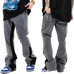 Custom Casual Vintage Mens Hip Hop Flare Acid Washed Straight-leg Jeans