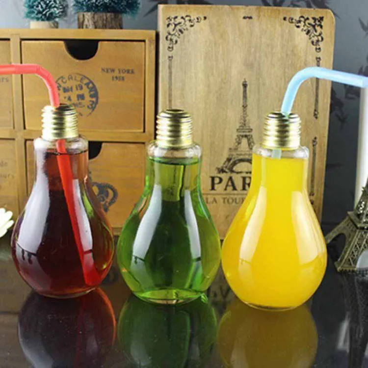 Bulk Bpa Free Clear Juice Plastic Empty PET Disposable Drink Bulb Shape Beverage Bottle