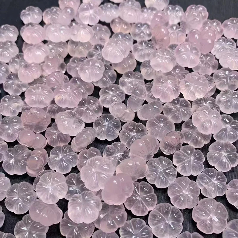 High Quality Natural Rose Quartz Crystal Carving Mini Flower