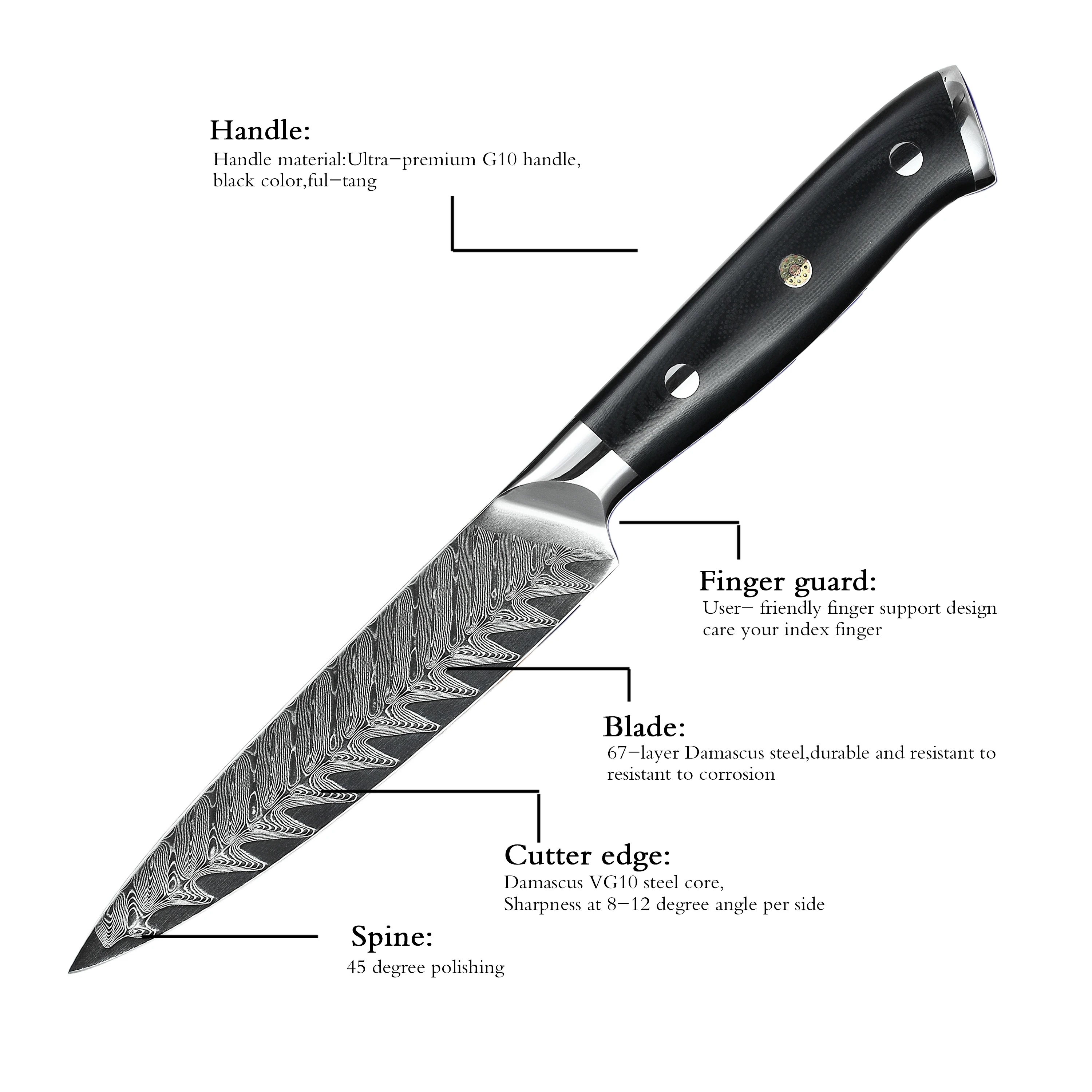 Professional Damas AUS10 Vegetables Meat Utility Knives