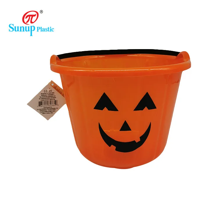 
China Factory Halloween Party Kids Plastic Transparent Pumpkin PP Plastic Bucket 