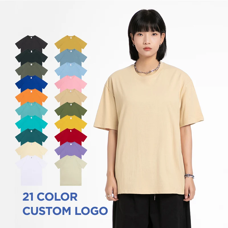 01D# Wholesale 220GSM woman t-shirt 100% organic Cotton custom Promotional plain tshirt oversized T Shirt for Women new styles