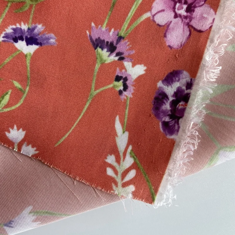 
50D silky touch fabric 100% polyester fabric printed with fashion floral pattern dress material for women 