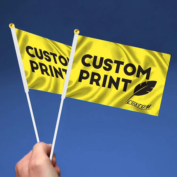 Personalized handheld flags, design your own picture photo text logo flag banner for sports games and festive decorations