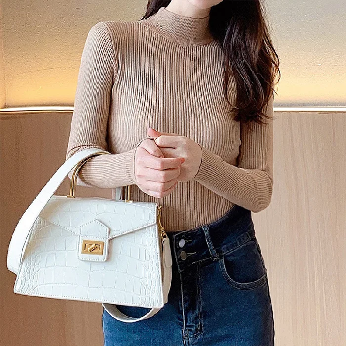 12 Color Turtleneck Knit Top Women Slim Sweater