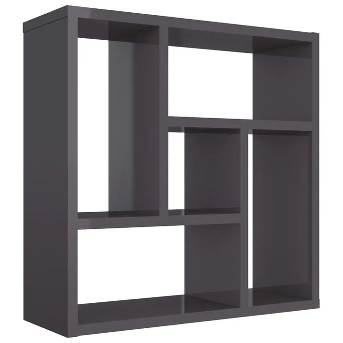 floating cube wall mount Wall Shelf High Gloss Gray Engineered Wood kids bookshelf wall mounted wood floating shelves