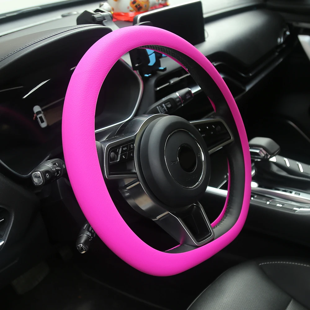 Customized Factory Outlet Soft Litchi Design Durable Car Truck Silicone Steering Wheel Cover Silica Gel Steering Wheel Cover