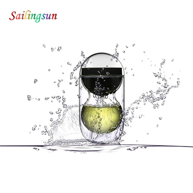 for one travel use design handcraft  double wall glass tea filter cup