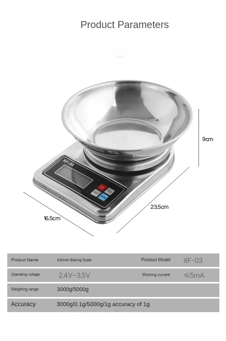 Household high-end All Stainless Steel High Precision Multifunction Waterproof  Portable Food Cooking  Baking Kitchen Scale