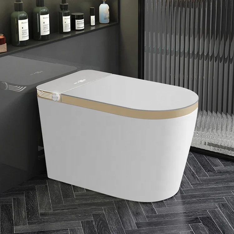Modern automatic water closet wc luxury gold intelligent toilet bowl floor mounted bathroom smart toilet