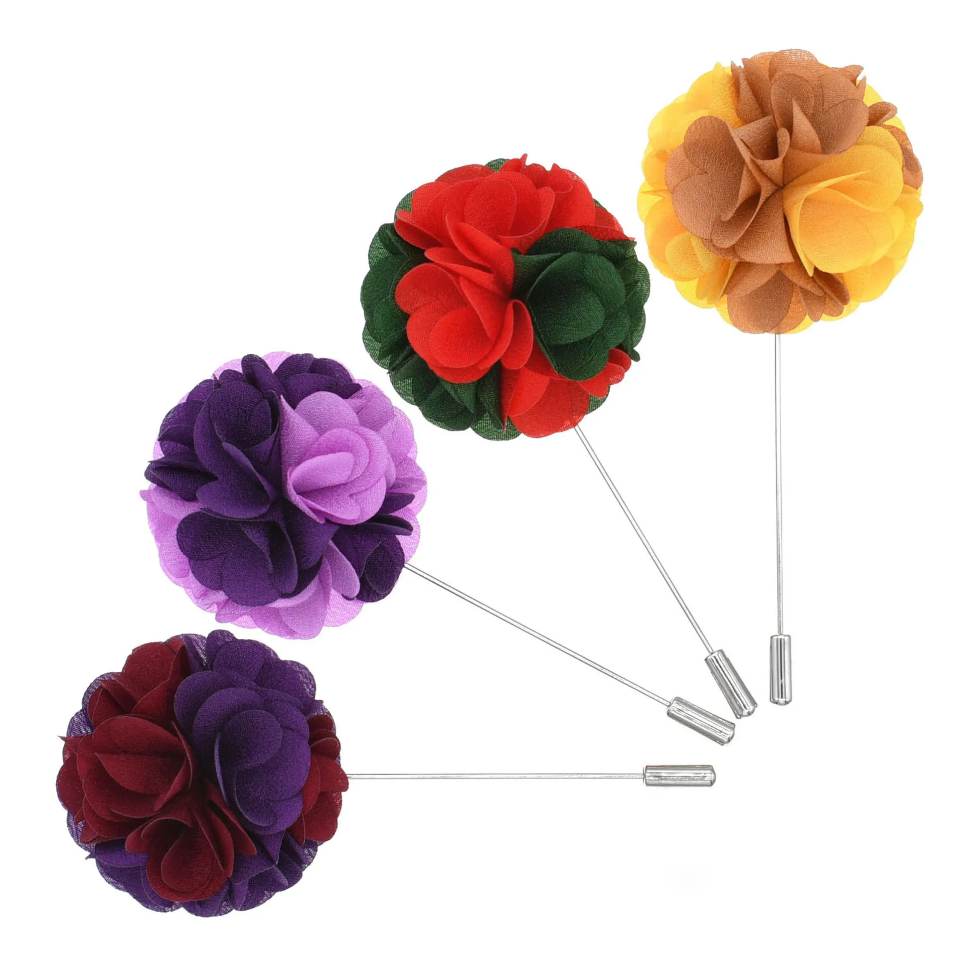 Best Selling Promotional Flower Lapel Pins Mens Brooch Silk Flower Pin In Various Color
