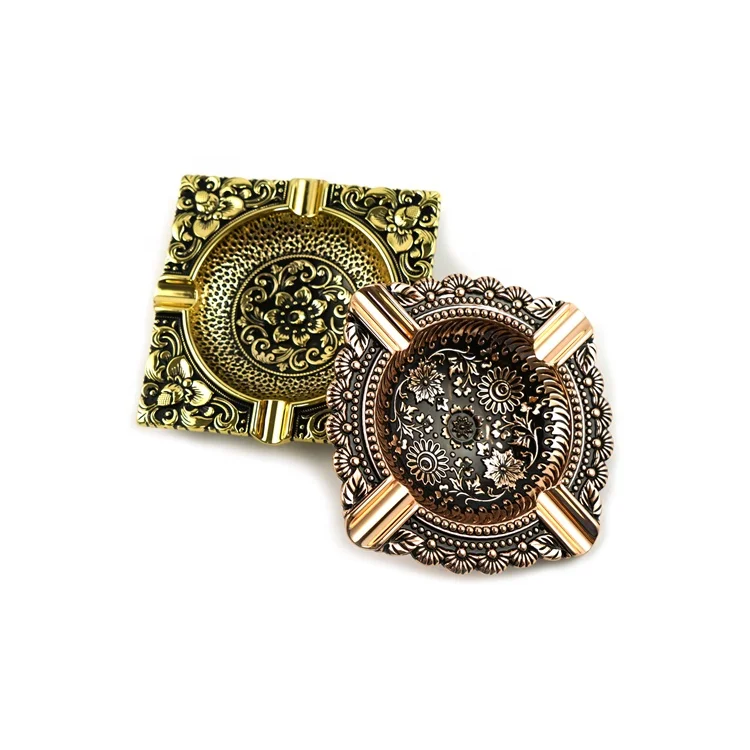 Wholesale Factory Custom Unique Metal Antique Gold Ashtray Cigar