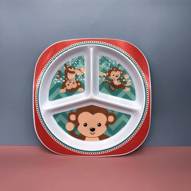 Factory Wholesale Dinnerware OEM BPA Free Eco-Friendly Plastic Separated Plates Cheap Bulk Square Dinner Plate