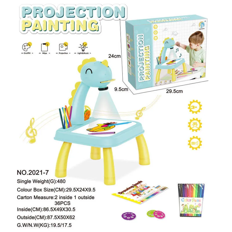 Small Desk Paint Tool Mini Led Projector Art Drawing Board Kids Painting and Learning Projector Table for Children