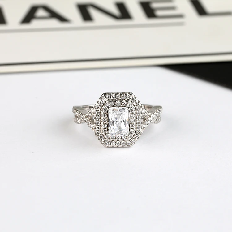 Luxury Fashion Women Jewelry Big Stone Rings Cubic Zirconia Ring 925 Sterling Silver Rings For Women