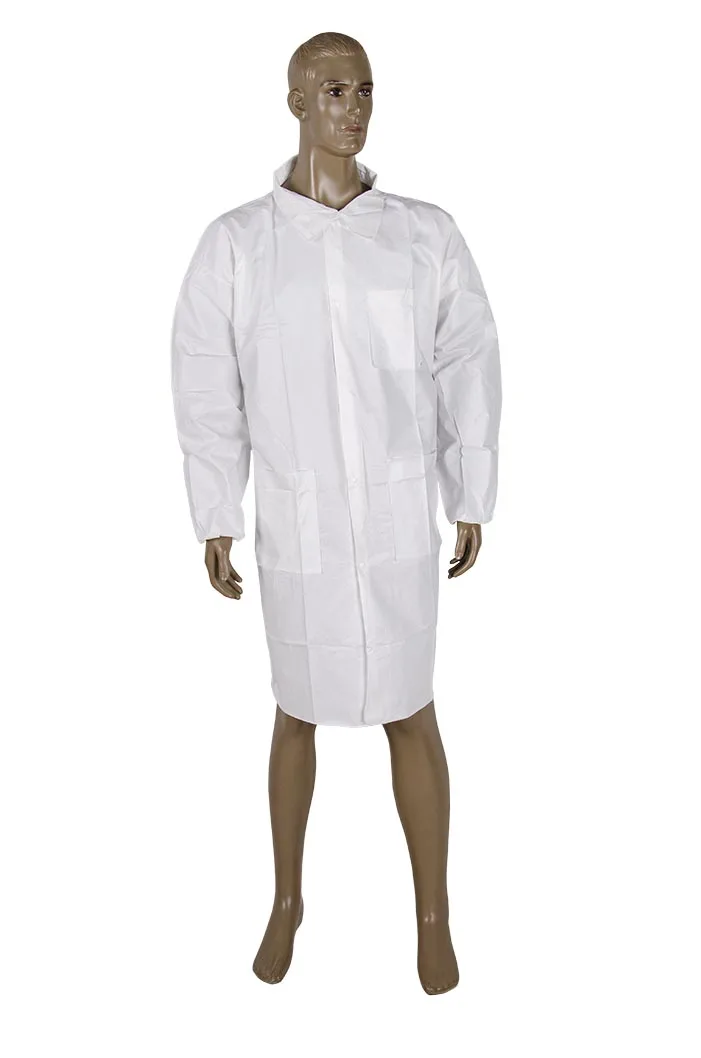 PP SMS Lab Coat Disposable Surgical Gown Hospital Protective Jacket disposable gowns with Knitted Cuffs and Collar