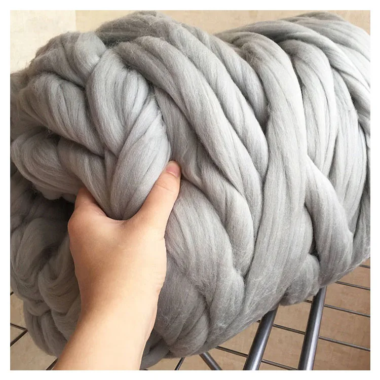 
23 Micron 66s knitting blanket 100%merino wool super chunky giant thick yarn for making rugs blanket and crafts 
