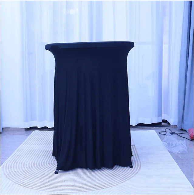 Polyester Rectangular Fabric Blue Stretcher Table Skirt 60 Pair Birthday Table Skirts For Wedding Party Table 90 Round Stretcher