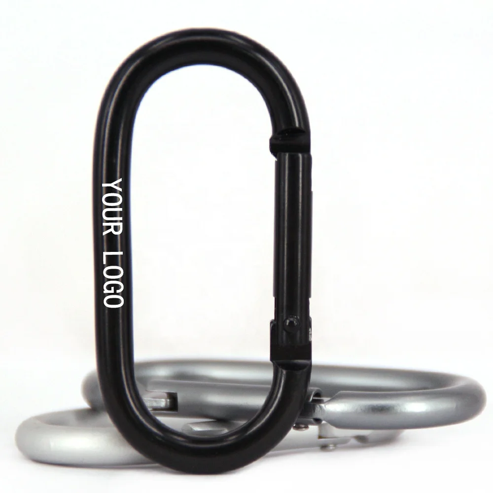 Baichao wholesale 7# O shaped Aluminum alloy metal lightweight engraved logo snap carabiner hooks for airpods or camping hiking