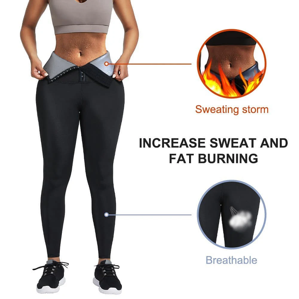 
Dropship Breathable Waist Trainer Leggings High Waist Sweat Pants Fitness Gym Shapewear Pants 