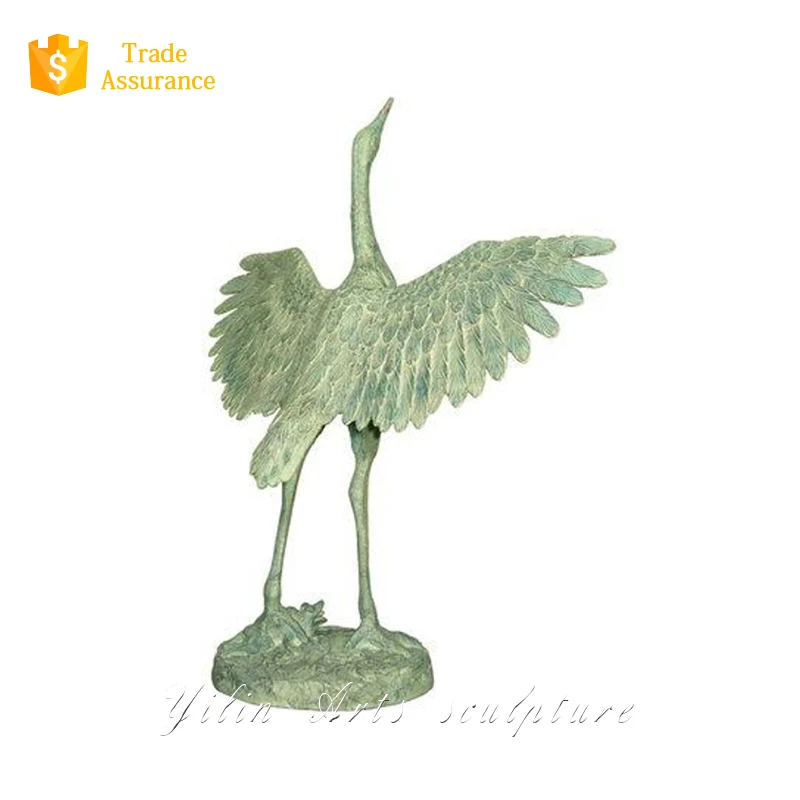 Bronze Metal Crane in Garden Sculpture Bronze Bird Statue