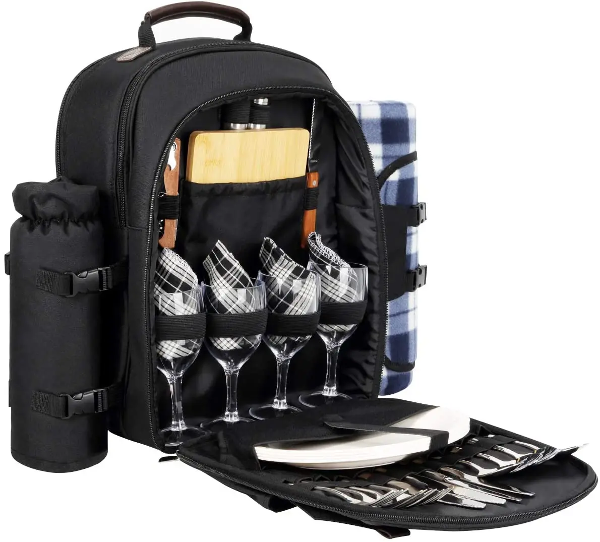 
Customed RPET Fabric Waterproof Picnic Backpack For 4 Person Outdoor Camping Pouch 