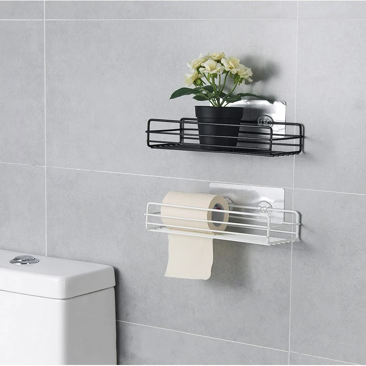
Simple Design Metal Wire Iron Single Tier Bathroom Storage Basket Wall Mounted Cosmetic Container Rack 