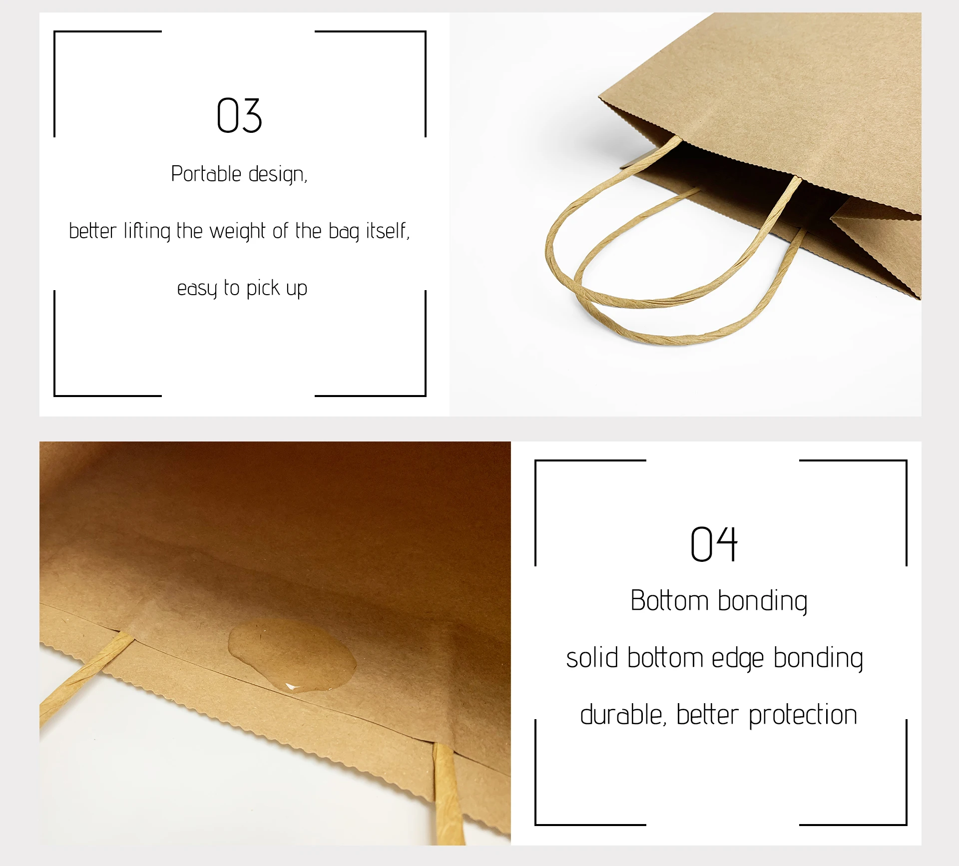 Without handle or with handles good quality shopping bags boba tea custom logo size kraft package paper bag for cup