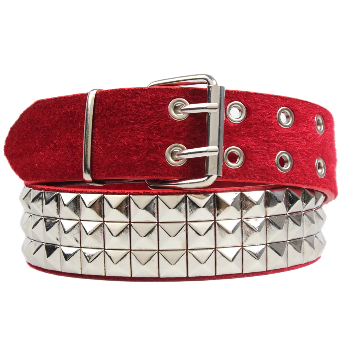 Factory Customized PU synthetic Leather VELVET fabric rivet WOMEN fashion belts