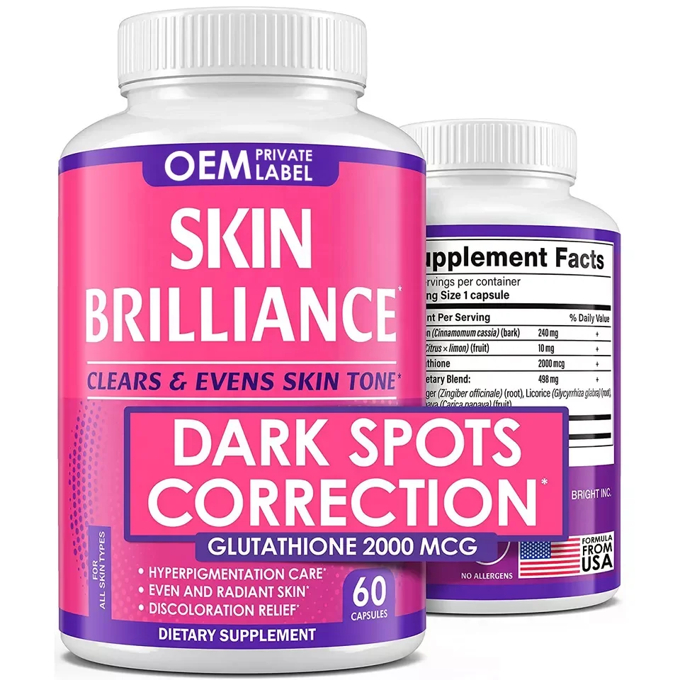 OEM Skin Whitening Capsules Whitening Pill Capsules Anti aging Antioxidant Whitening Skin Collagen Capsules