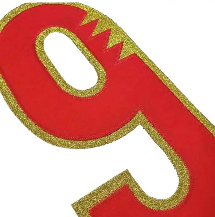 Factory Directly Sell  Hotmelt Adhesive Backing   Embroidery Applique Metallic Twill  for Sports Jersey Lurex Fabric
