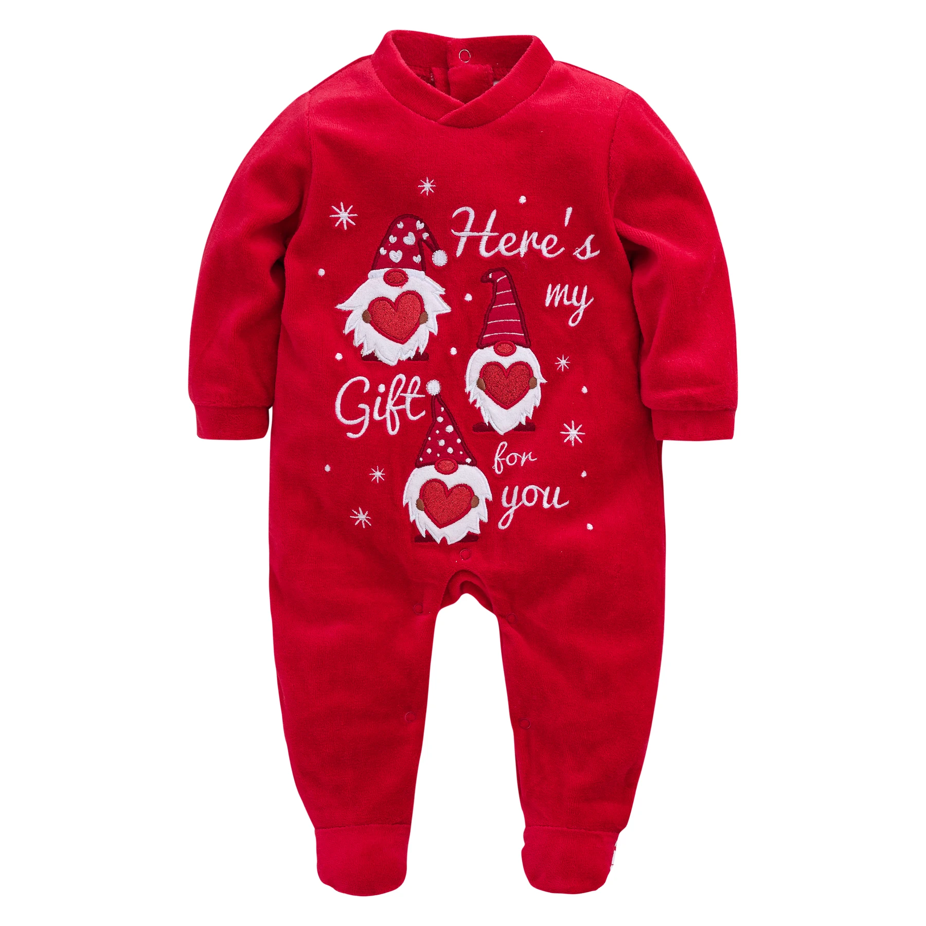 Red winter rompers baby thick oversized baby jumpsuit velvet fabric soft kids overalls fall clothing for newborn to 24 Months